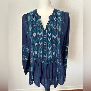 Roller Rabbit Navy and Teal Embroidered Tunic